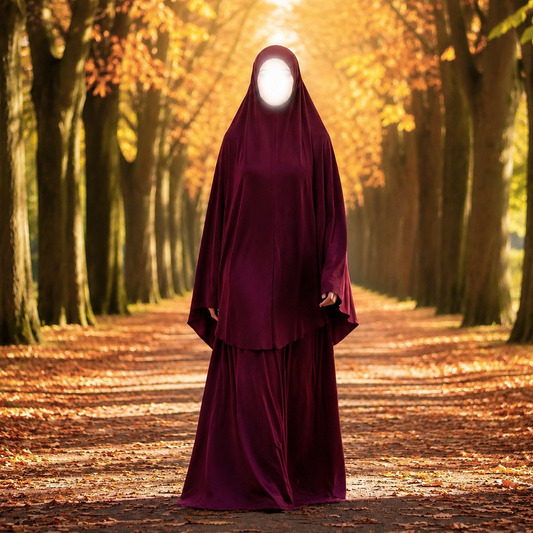 Saamiyah heup khimar & rok set - Premium fine jersey - Burgundy