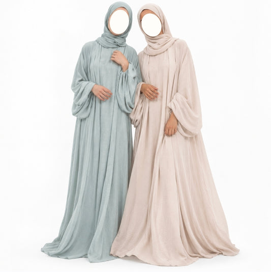 Maryam abaya set - 3 delig - jazz - Rosy cream - LIMITED EDITION