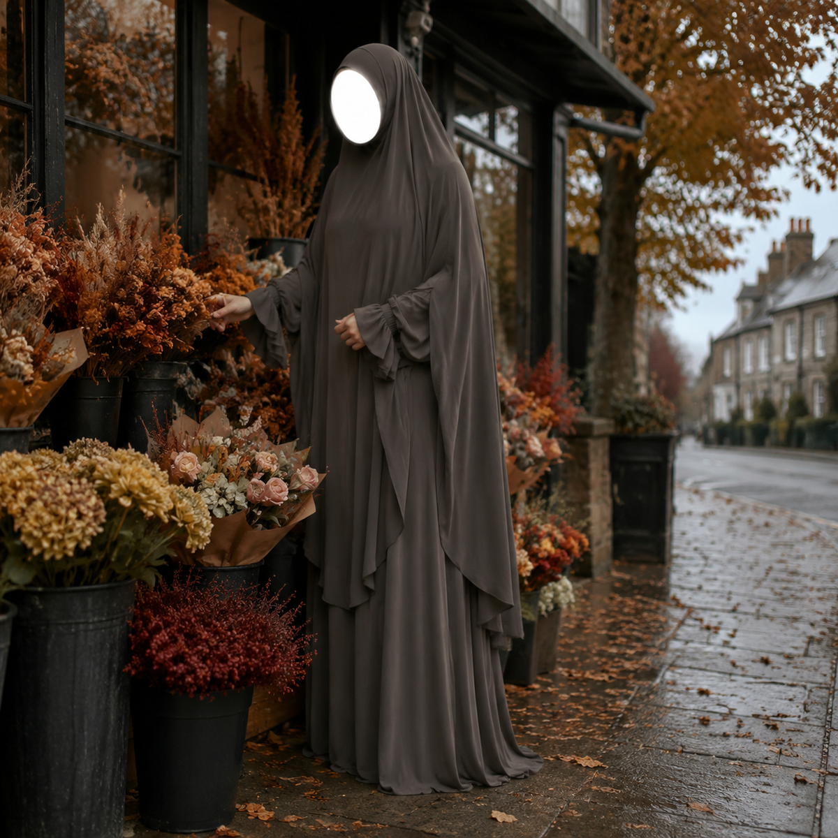 Amber - Abaya & knie khimar set - Deep Earth