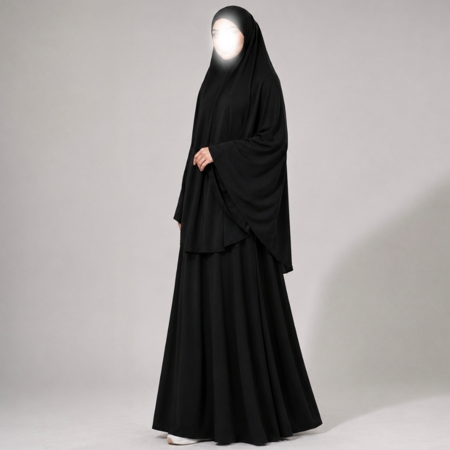 Saamiyah heup khimar & rok set - Premium fine jersey - Black Elegance