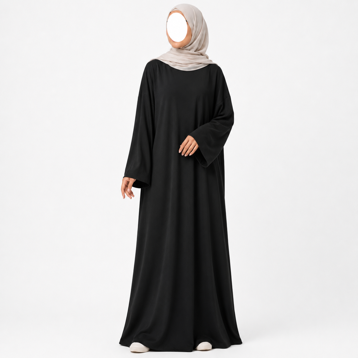 Soft touch - katoenmix abaya - Black