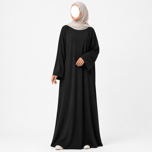 Soft touch - katoenmix abaya - Black