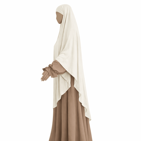 Premium triangle khimaar - tie-back - katoen jersey - Almond milk