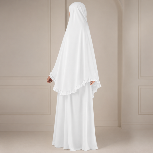 Layan abaya/khimar set - jazz - Pure white