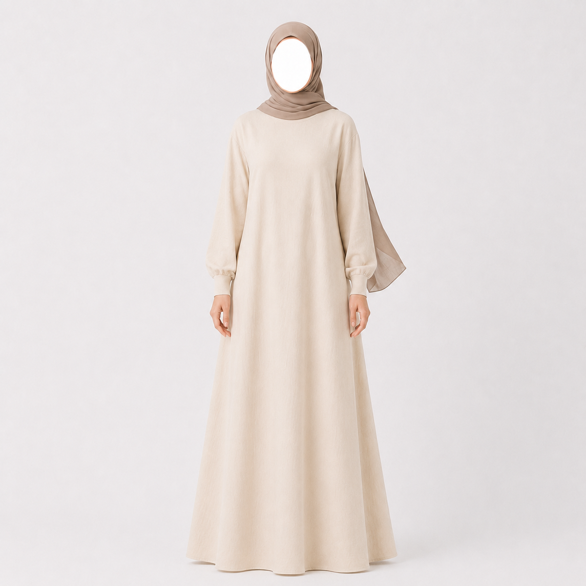 Pullover-Abaya – Cremebeige – 100 % Baumwolle