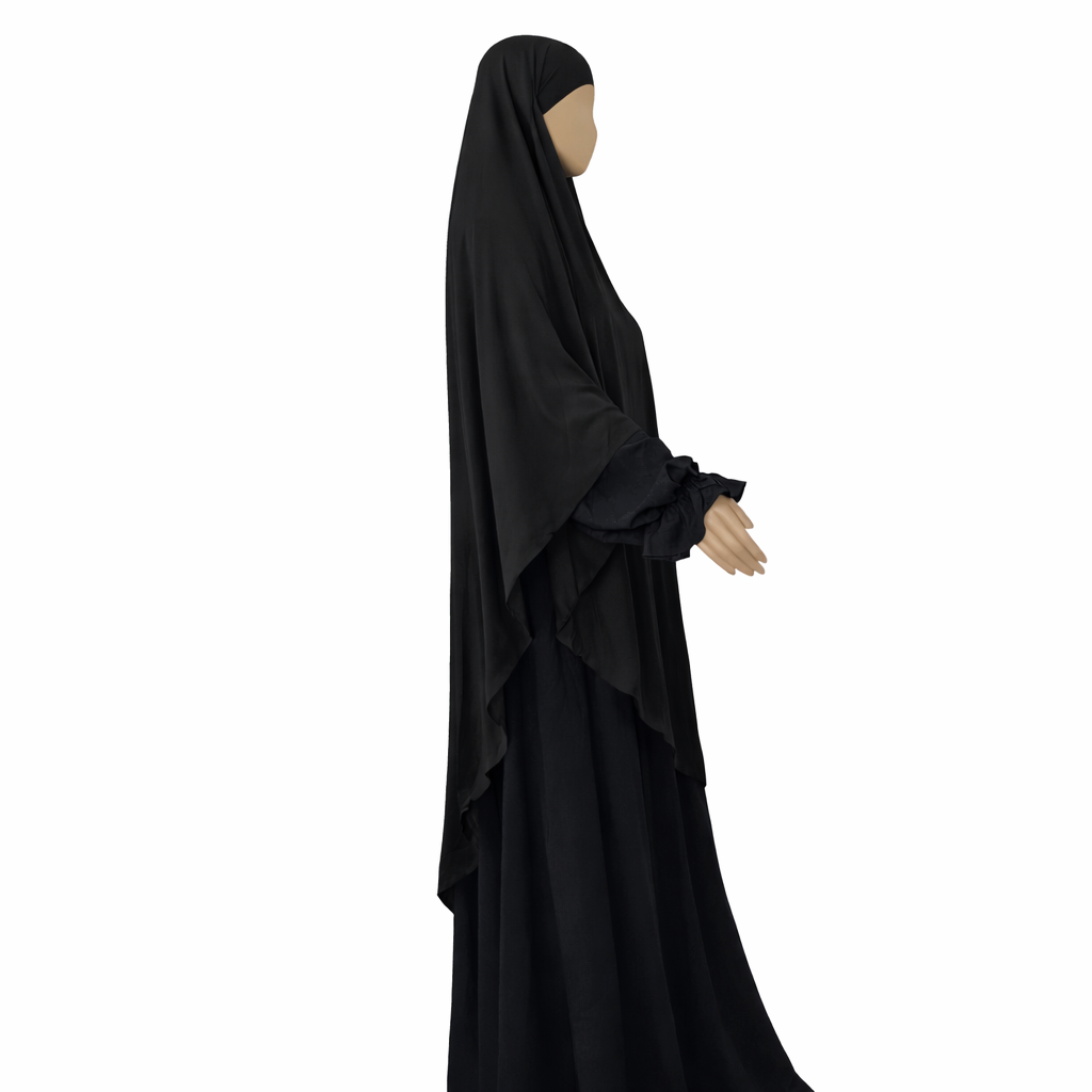 Premium triangle khimaar - tie-back - katoen jersey - Black