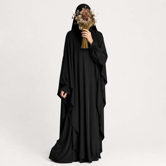 Amirah flow abaya - Black - 1+1 GRATIS
