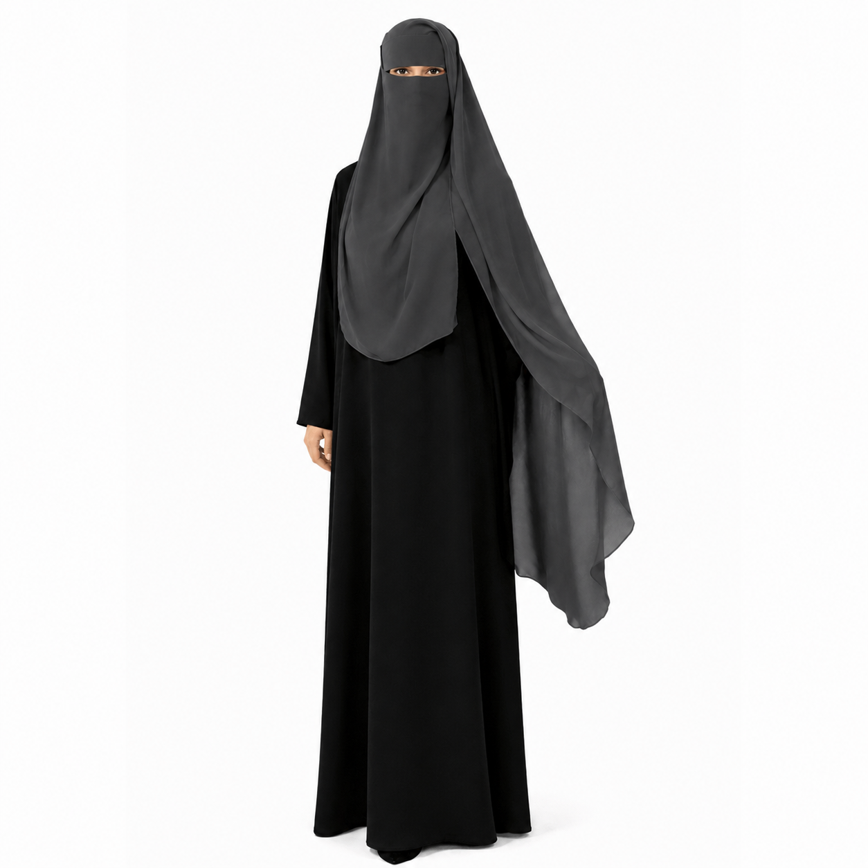 Tahira niqab classique - Gris foncé
