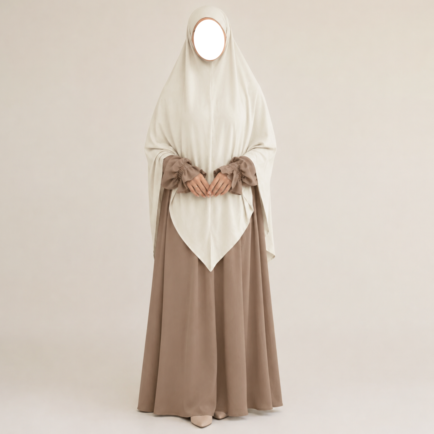 Premium Dreiecks-Khimaar – zum Binden – Baumwolljersey – Mandelmilch