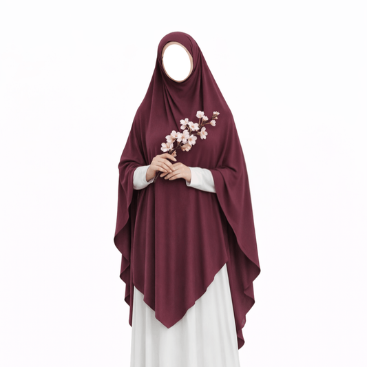 Khimaar triangle premium - à nouer - jersey de coton - Deep berry - Dernière pièce !