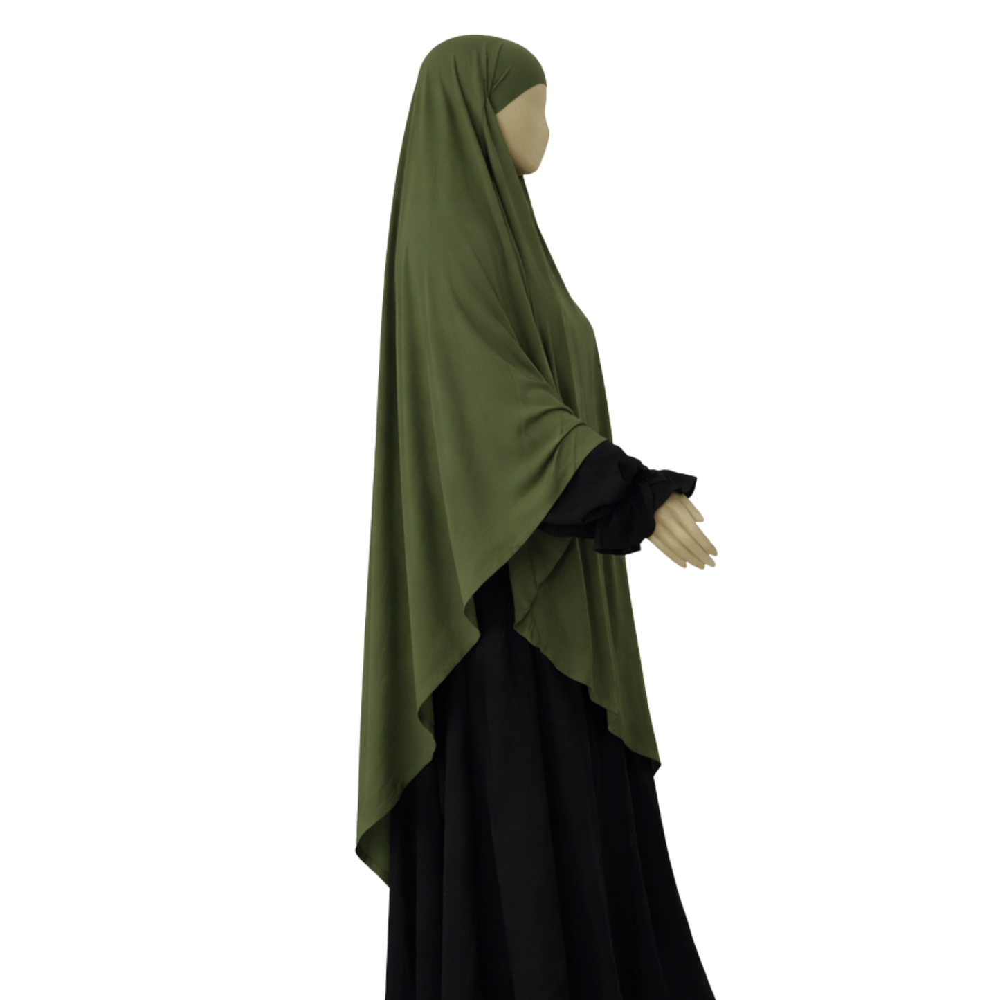 Premium triangle khimaar - tie-back - katoen jersey - Dark olive