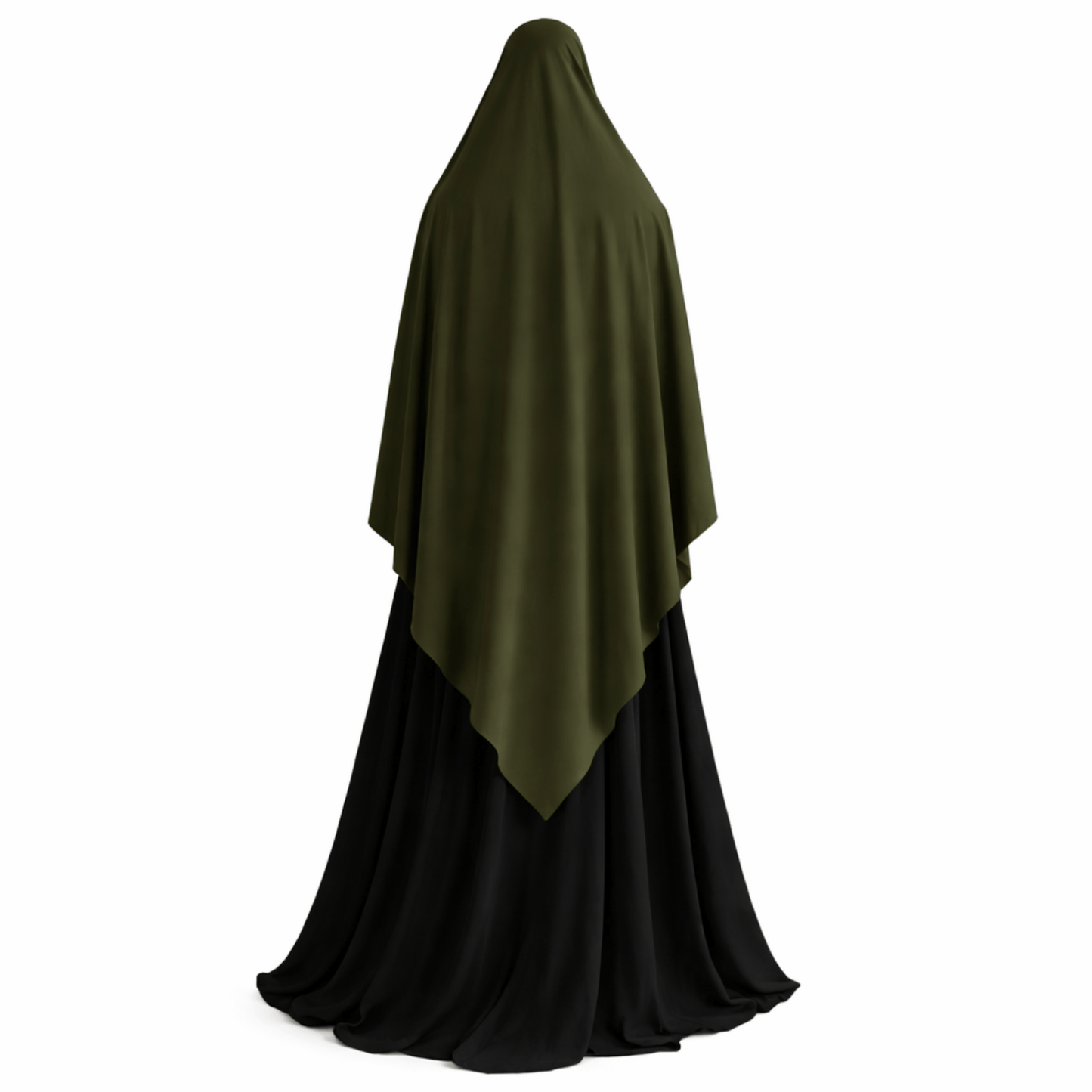 Premium triangle khimaar - tie-back - katoen jersey - Dark olive