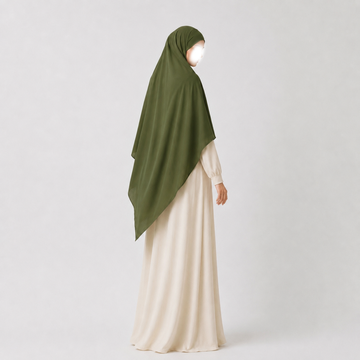 Premium triangle khimaar - tie-back - katoen jersey - Dark olive