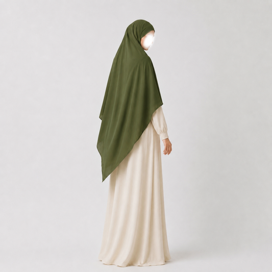 Premium triangle khimaar - tie-back - katoen jersey - Dark olive