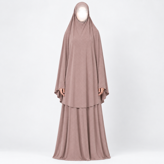 Saamiyah heup khimar & rok set - Premium fine jersey - Rosewood Taupe