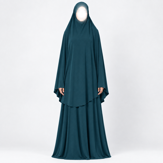 Saamiyah heup khimar & rok set - Premium fine jersey - Deep Teal