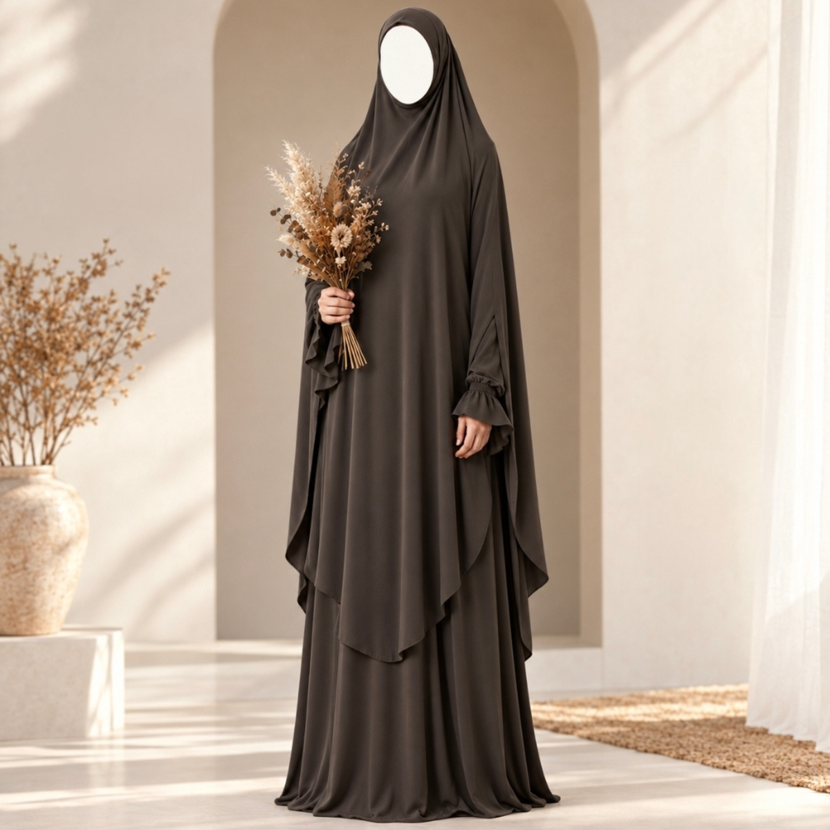 Amber - Abaya & knie khimar set - Deep Earth
