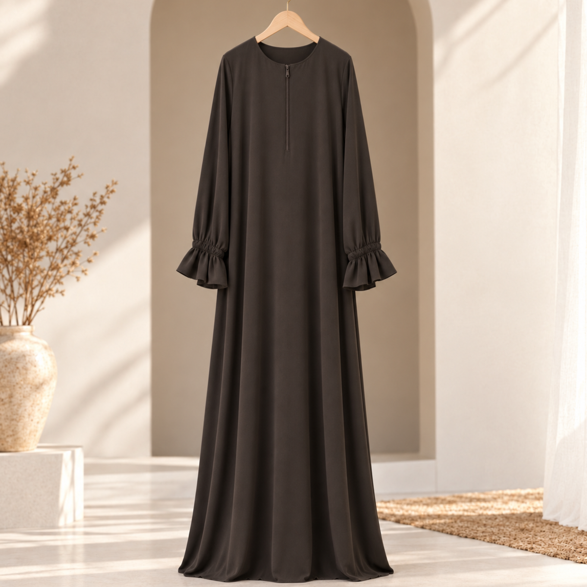 Amber - Abaya & knie khimar set - Deep Earth