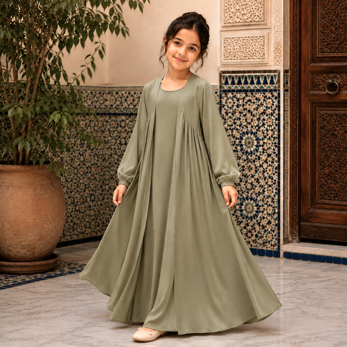 Safiya nida abaya set - Sage - 5 t/m 12