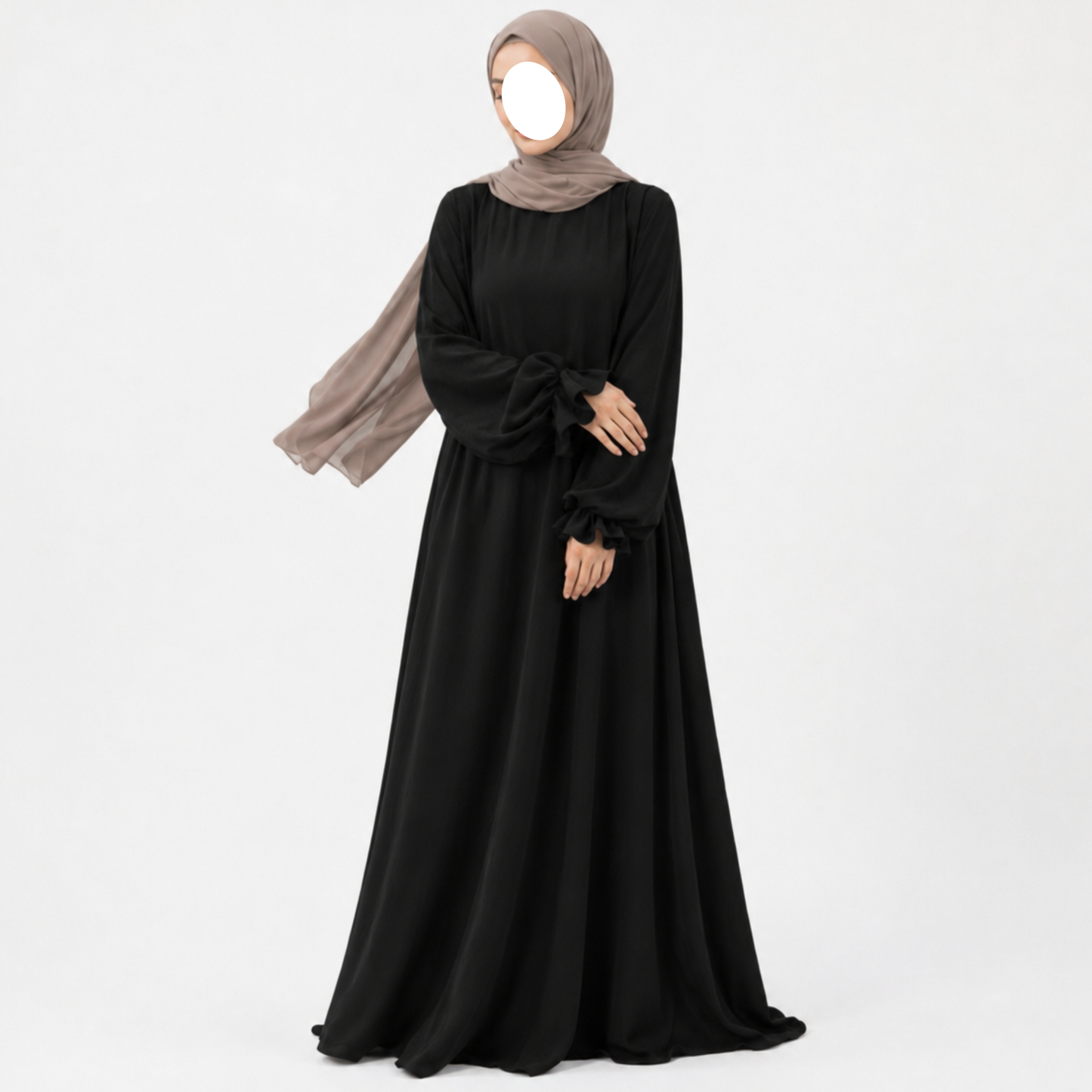 Abaya « Soft Jazz Ruffle » - noire