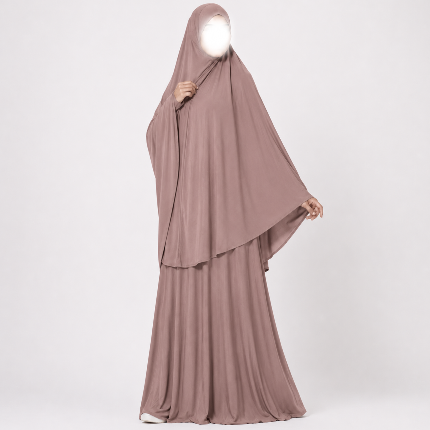 Saamiyah heup khimar & rok set - Premium fine jersey - Rosewood Taupe