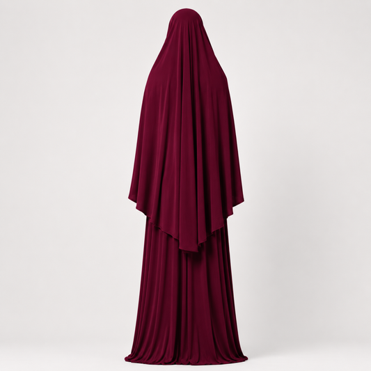 Saamiyah heup khimar & rok set - Premium fine jersey - Burgundy