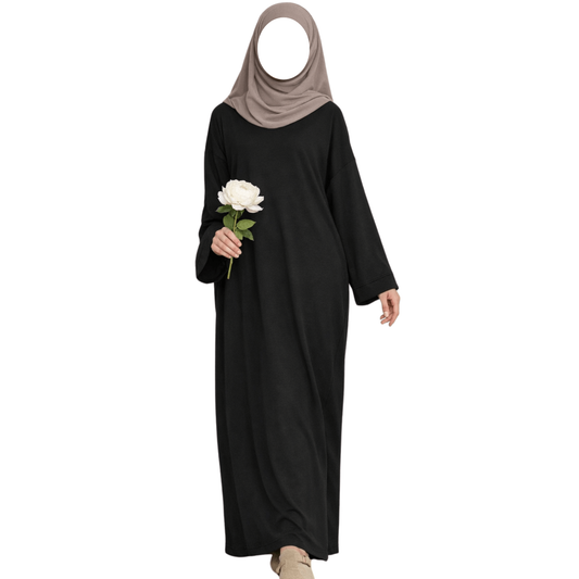 Abaya en coton mélangé - toucher doux - Noir