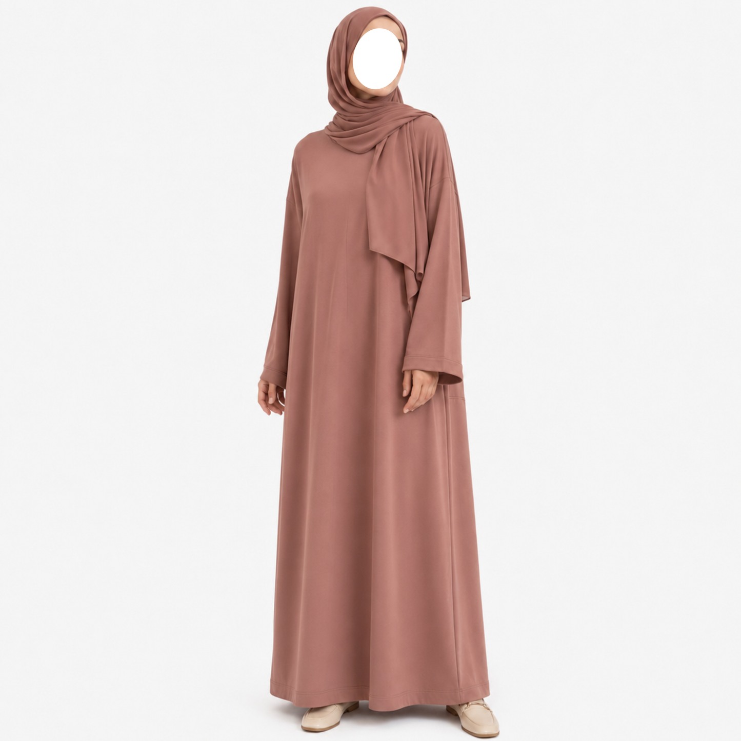 Soft touch - katoenmix abaya - Desert rose