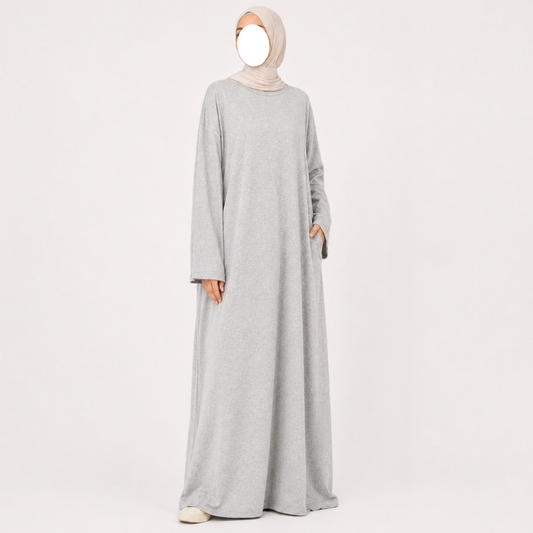 Soft touch - katoenmix abaya - Licht grey melange