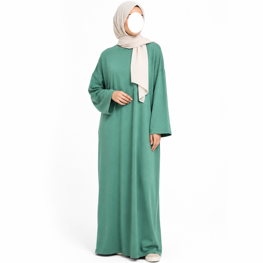 Toucher doux - abaya en coton mélangé - Vert émeraude