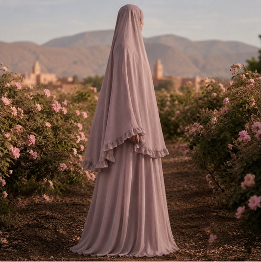 Layan abaya/khimar set - jazz - Light dusty pink