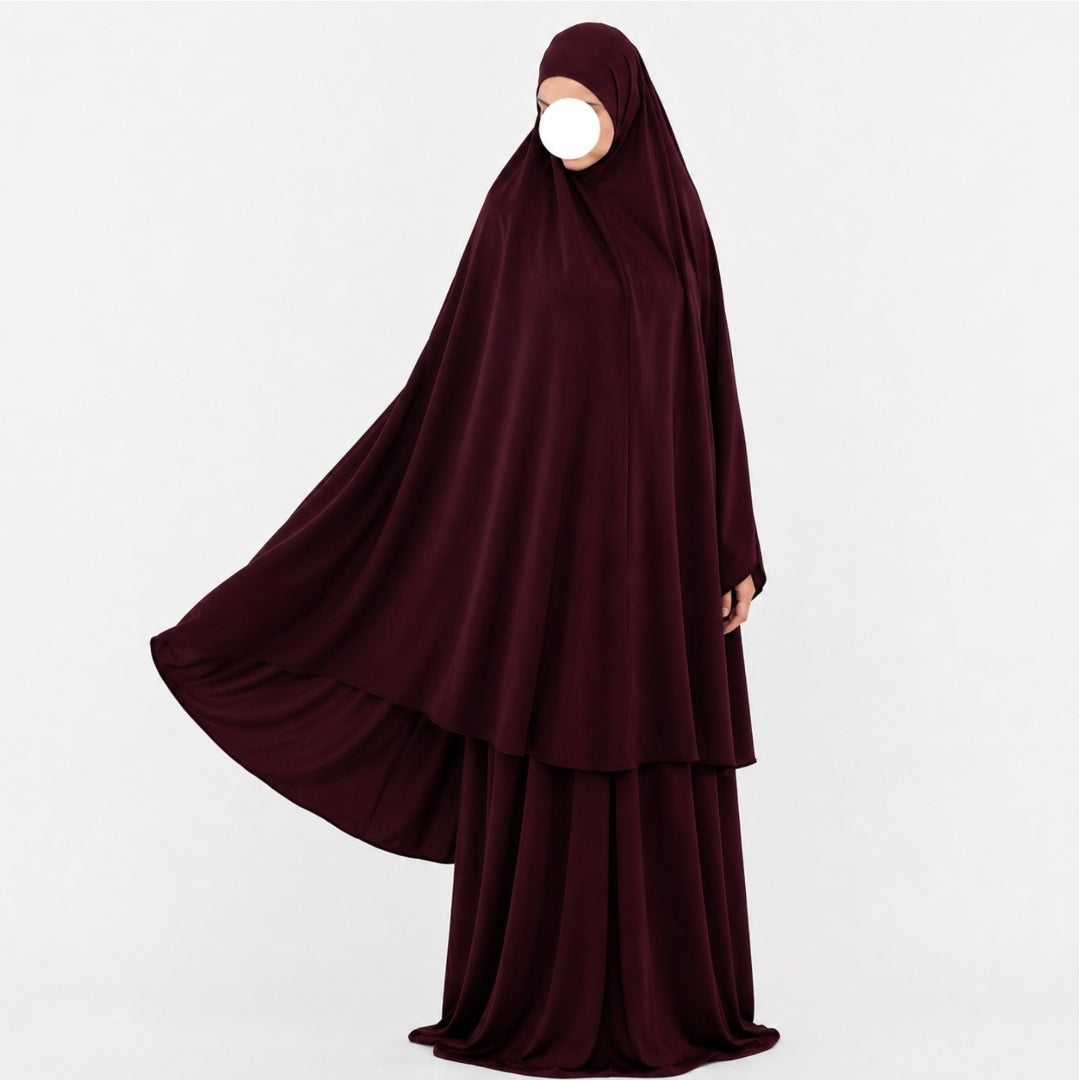 Khimaar + jupe en jersey de qualité supérieure - Cerise foncée - 2+1 GRATUIT
