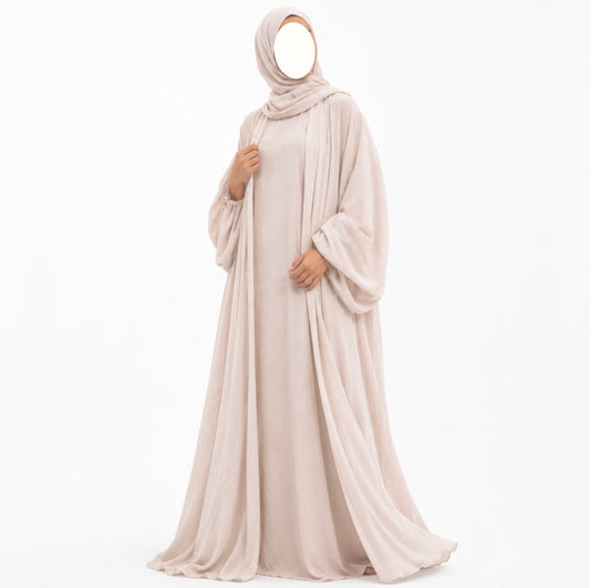 Maryam abaya set - 3 delig - jazz - Rosy cream - LIMITED EDITION