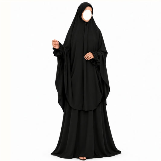 Pure noir nida abaya + khimaar set