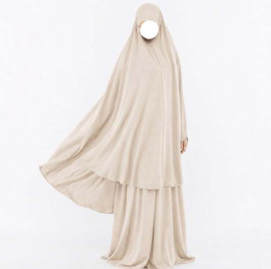 Premium jersey scheenkhimaar + rok - Beautiful beige - 2+1 GRATIS