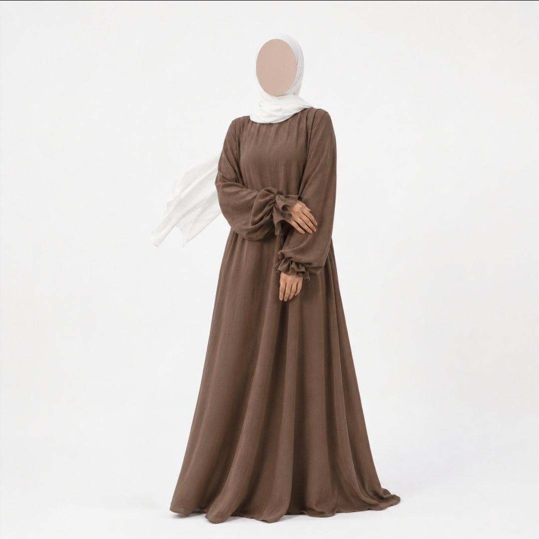Abaya Soft Jazz Ruffle - Marron clair - dernière pièce en stock !