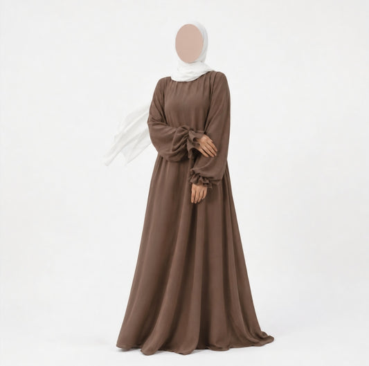 Soft jazz ruffle abaya - Light brown - laatste op voorraad!