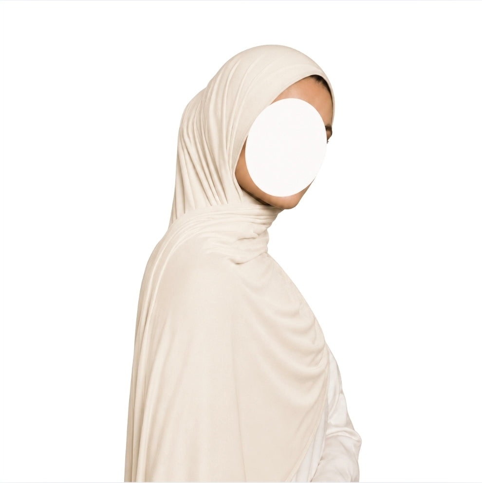 Katoenjersey hijab - 180x80 - Peach creme