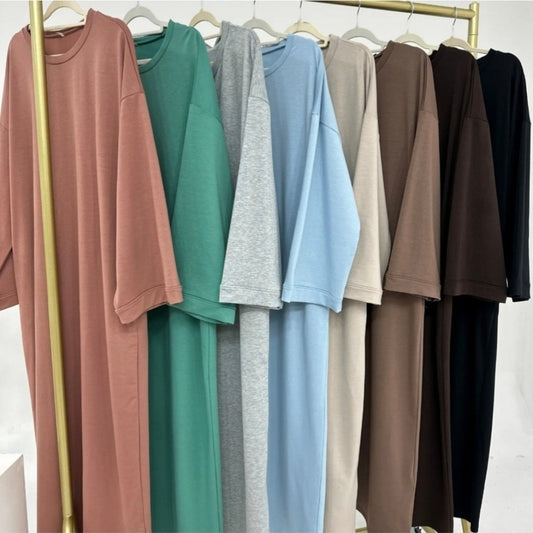 Soft Touch – Abaya aus Baumwollmix – Smaragdgrün