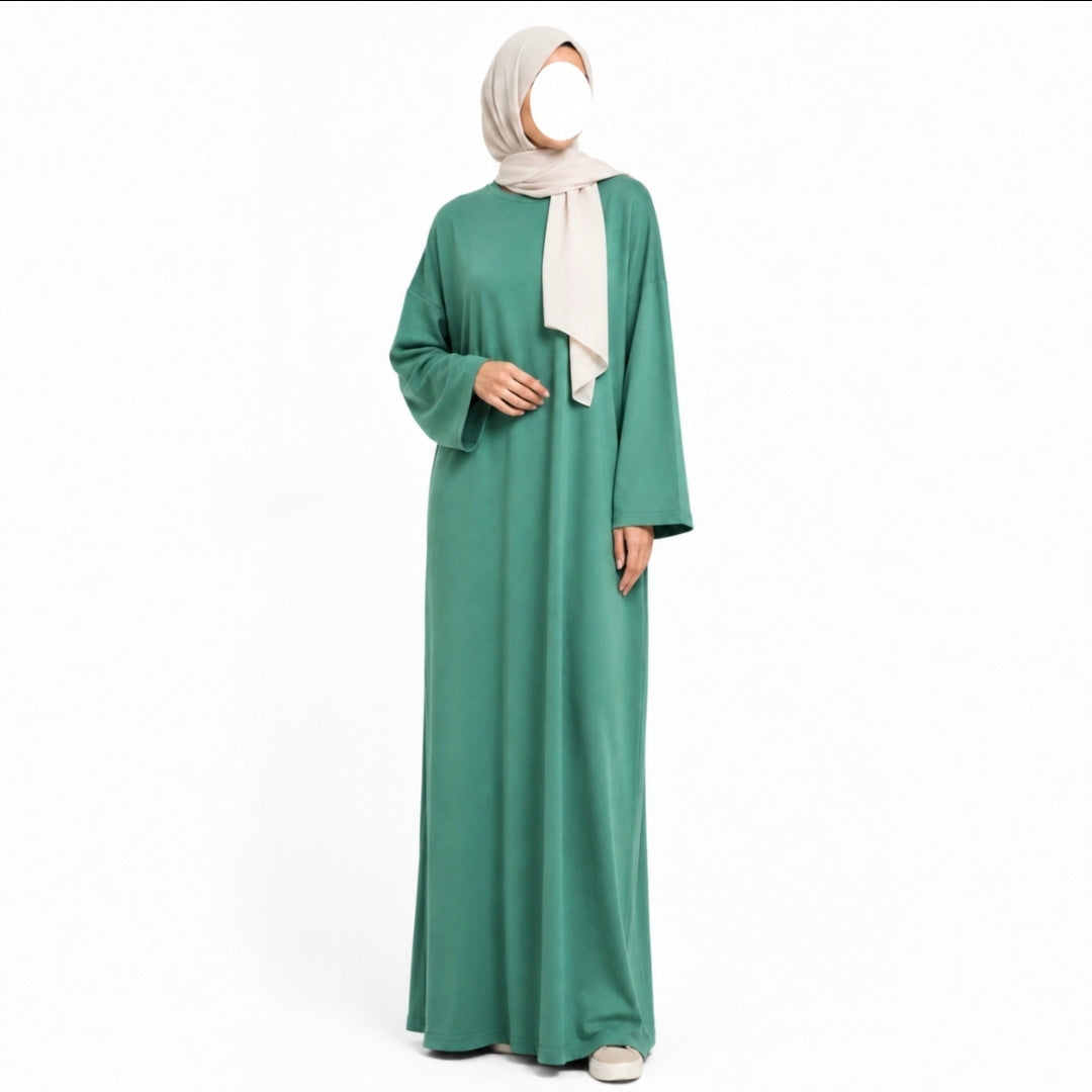 Soft touch - katoenmix abaya - Emerald green