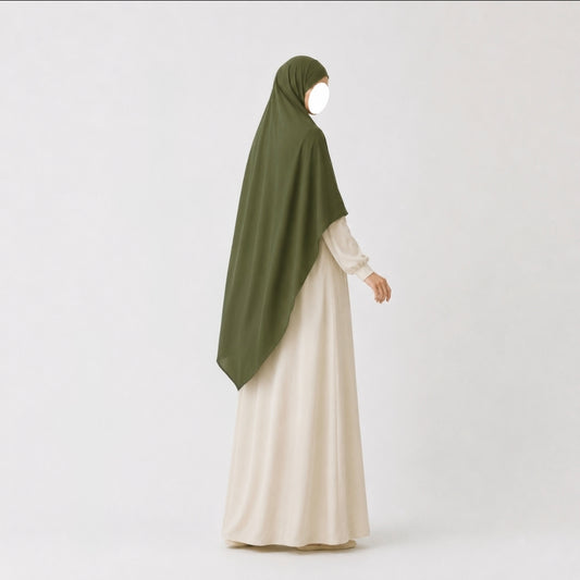 Premium triangle khimaar - tie-back - katoen jersey - Dark olive