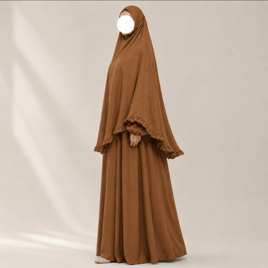 Layan Abaya/Khimar Set - Jazz - Zimt - 2+1 GRATIS