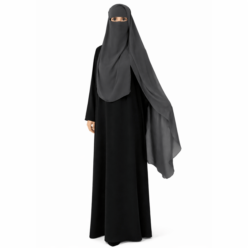 Tahira classic niqab - Dark grey
