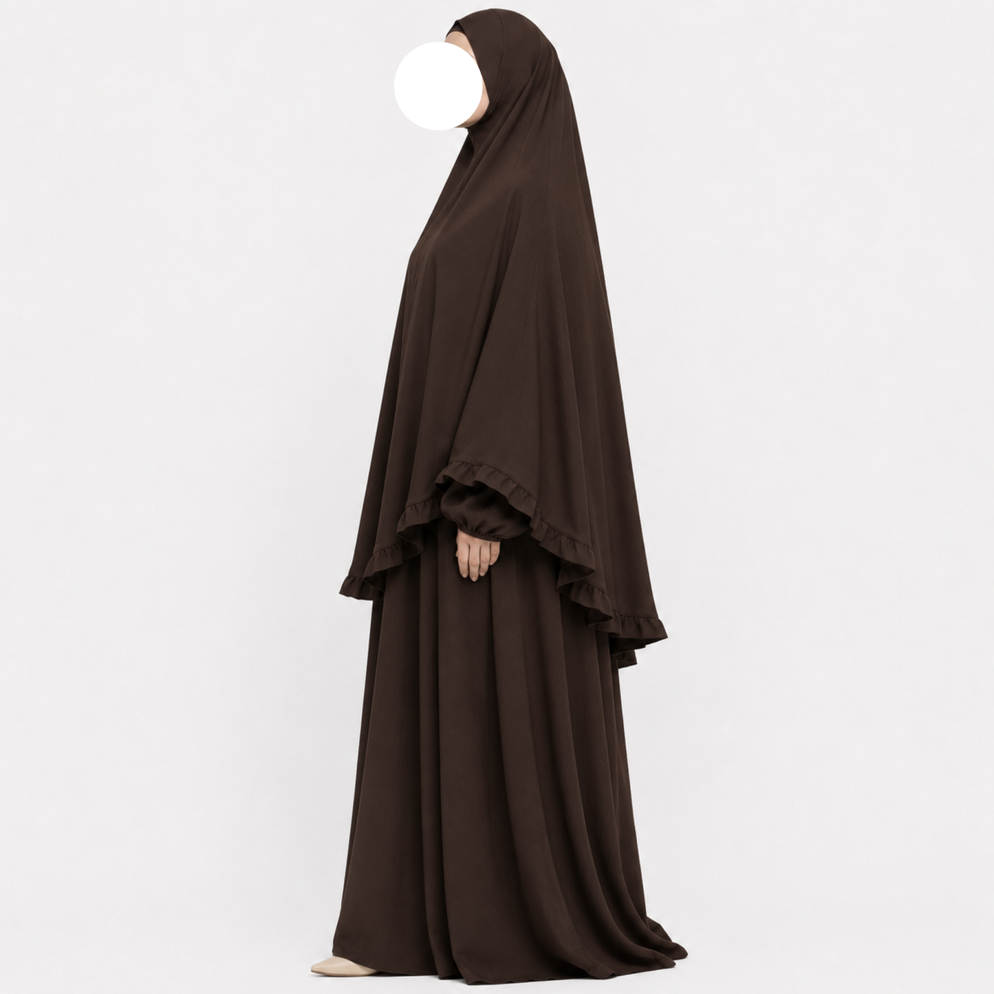 Ensemble Abaya/Khimar Layan - jazz - Espresso - 2+1 GRATUIT - Dernier ensemble !