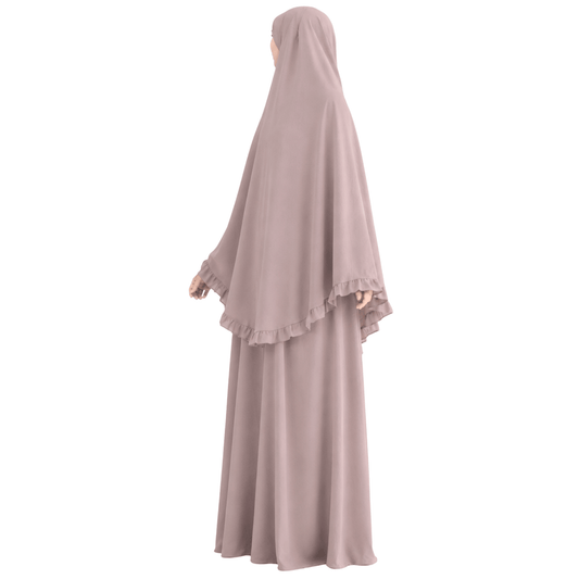 Layan abaya/khimar set - jazz - Light dusty pink