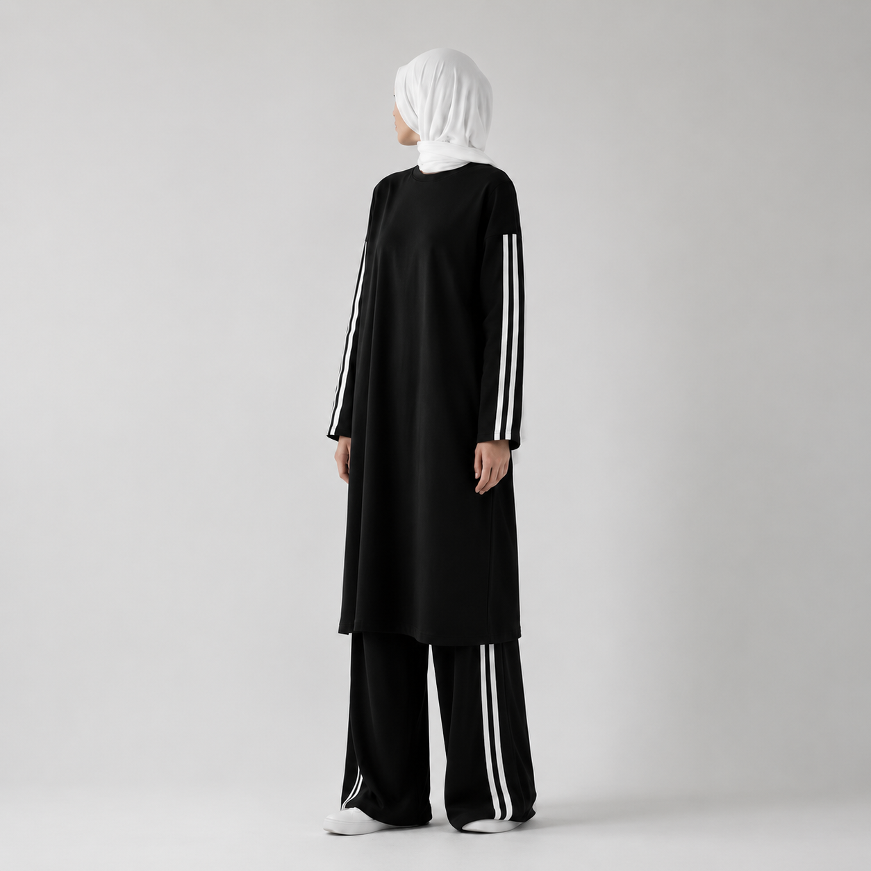 Oversized katoenen twinset - Black / white