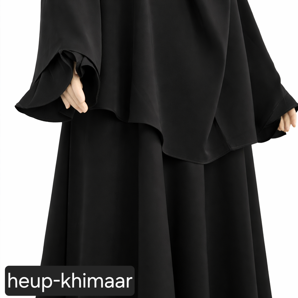 Pure noir nida abaya + khimaar set