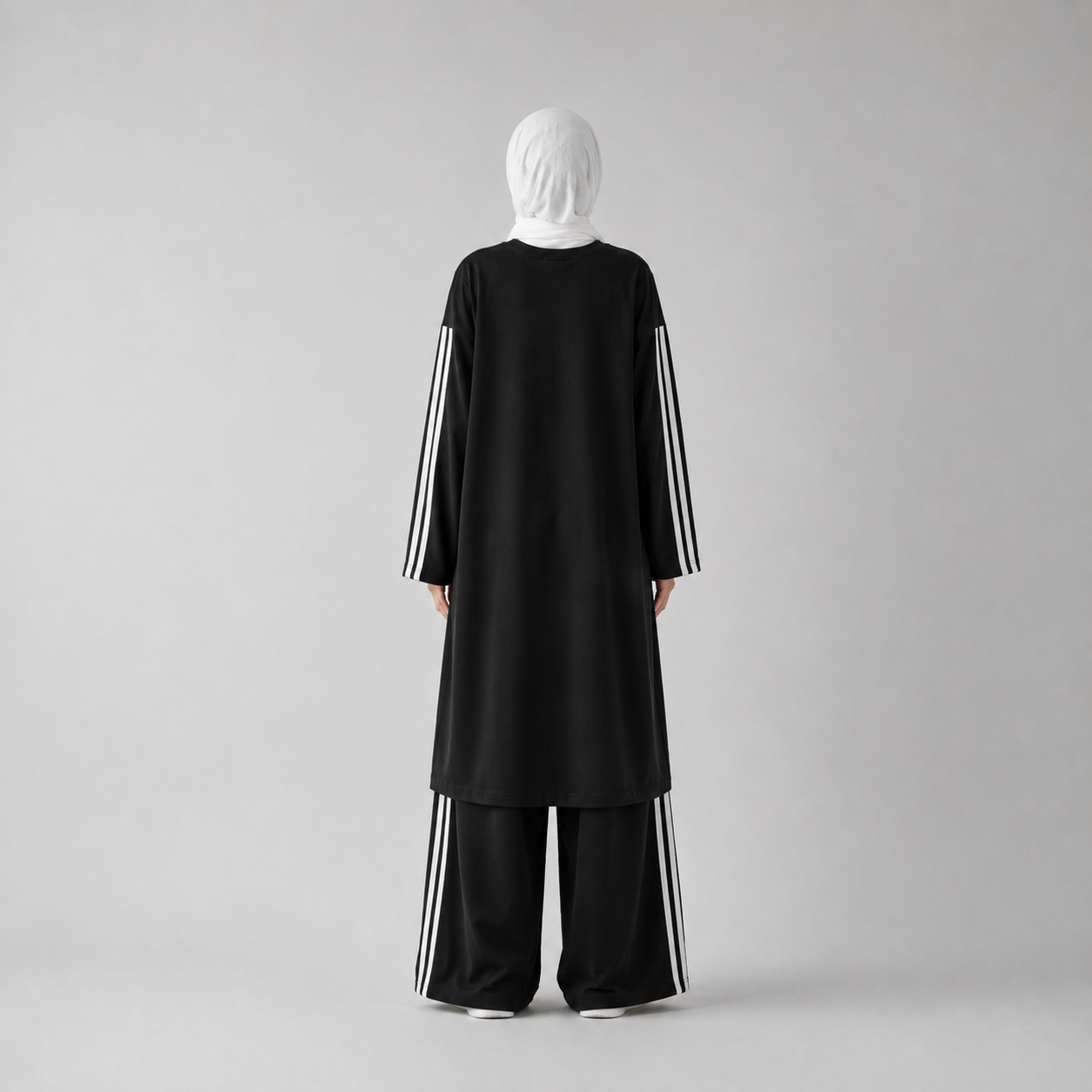 Oversized Baumwoll-Twinset - Schwarz / Weiß