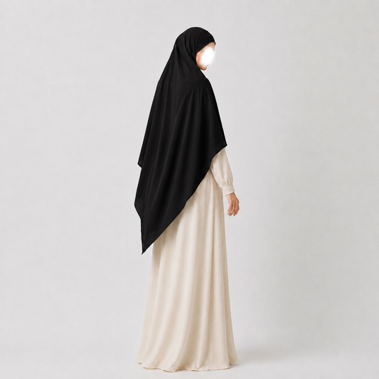 Premium triangle khimaar - tie-back - katoen jersey - Black