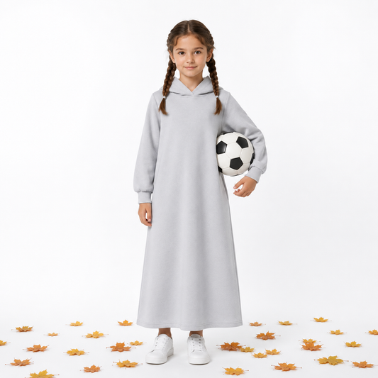 KIDS - Back to school - Everyday hoodie abaya - Light grey